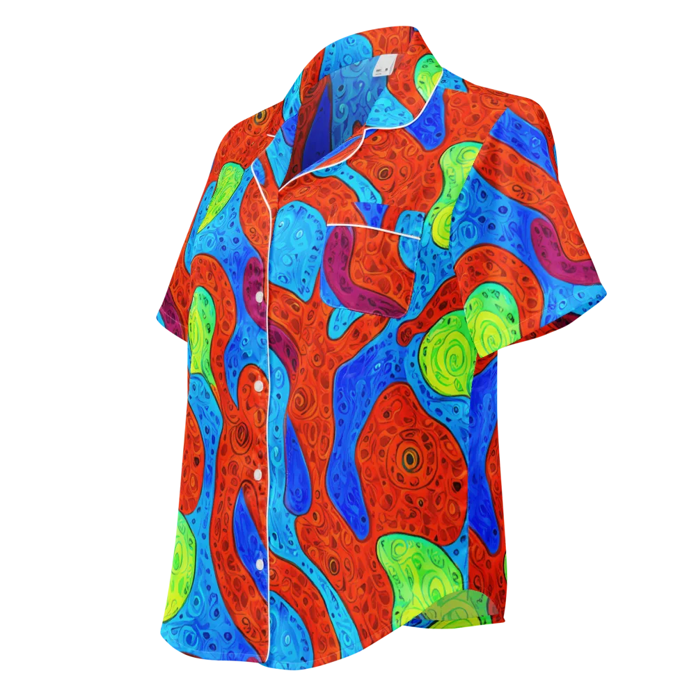 Amoeba Arcade on Women's Short Sleeve Pajama Top — Left Front