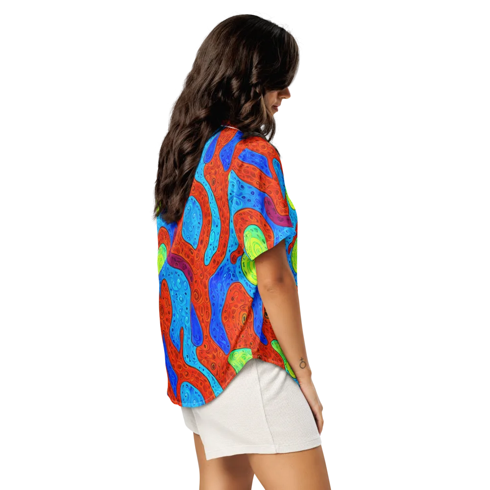 Amoeba Arcade on Women's Short Sleeve Pajama Top — Right Back