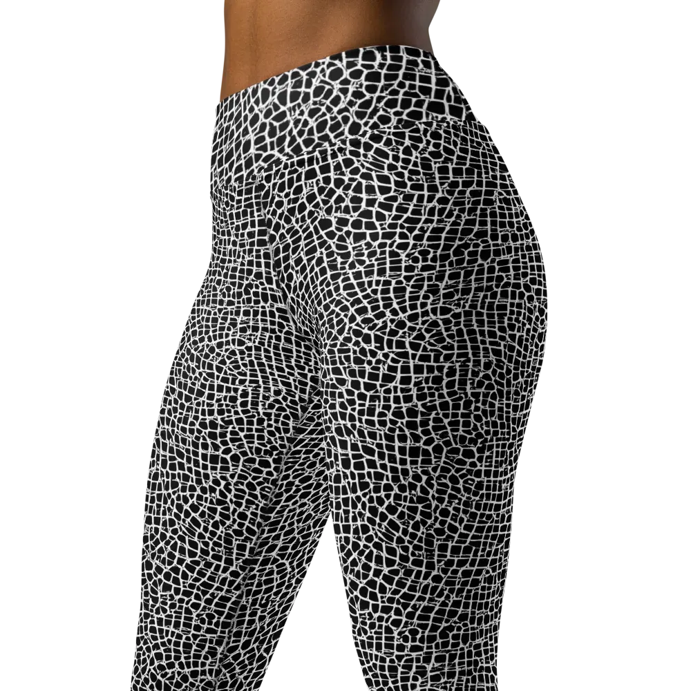 Lacquer Grid on Yoga Leggings — Left Front
