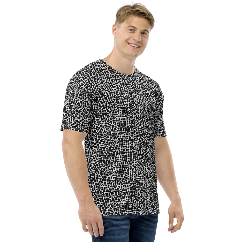 Lacquer Grid on Men's Crew Neck T-Shirt — Right