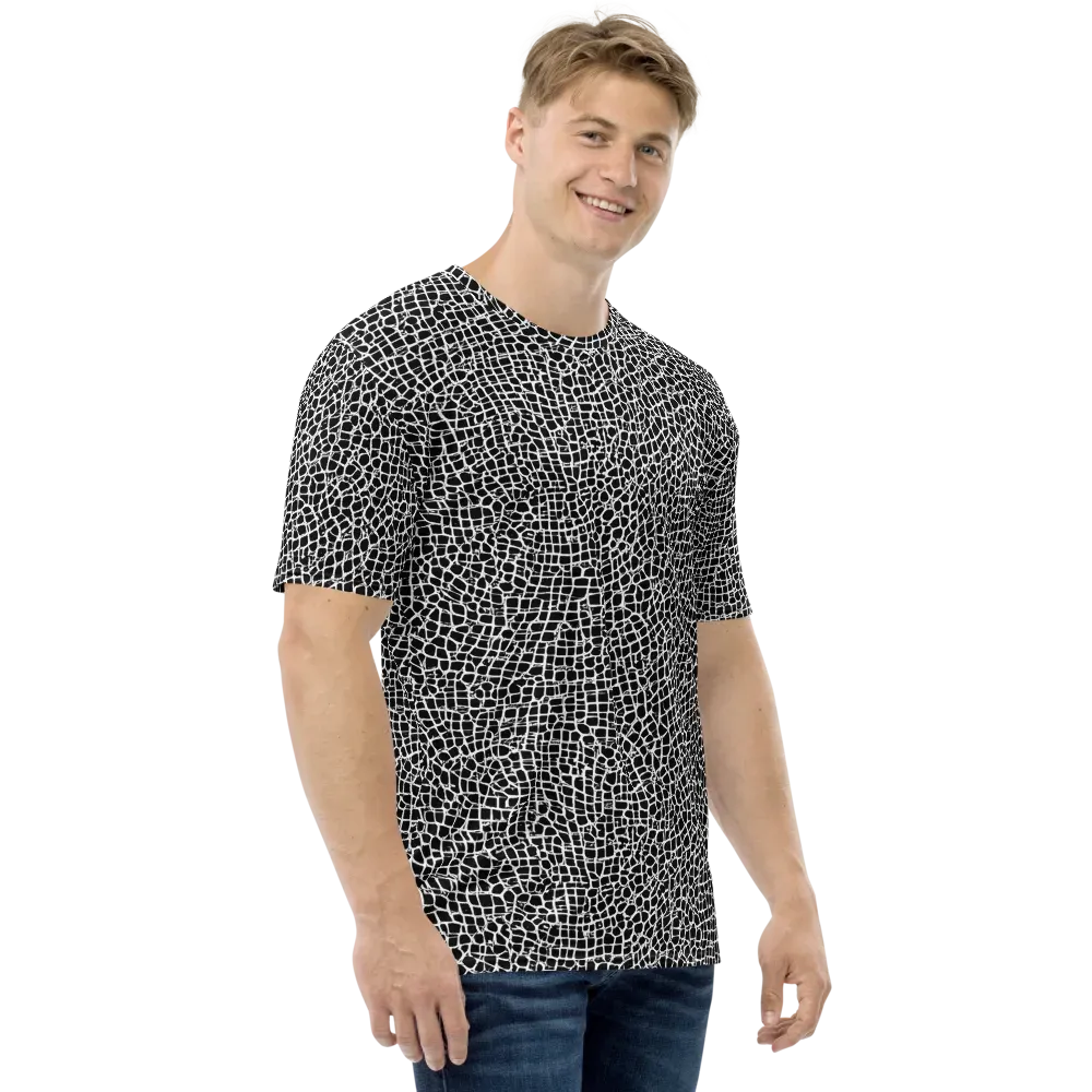 Lacquer Grid on Men's Crew Neck T-Shirt — Right