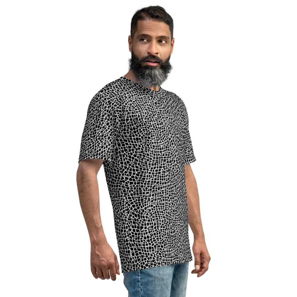 Lacquer Grid on Men's Crew Neck T-Shirt — Right