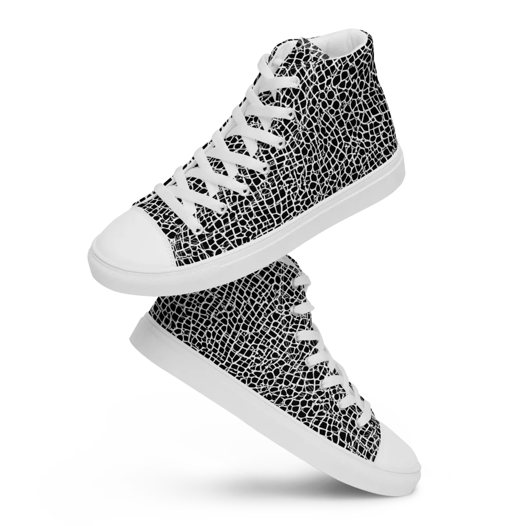 Lacquer Grid on Men's High Top Canvas Shoes — Front