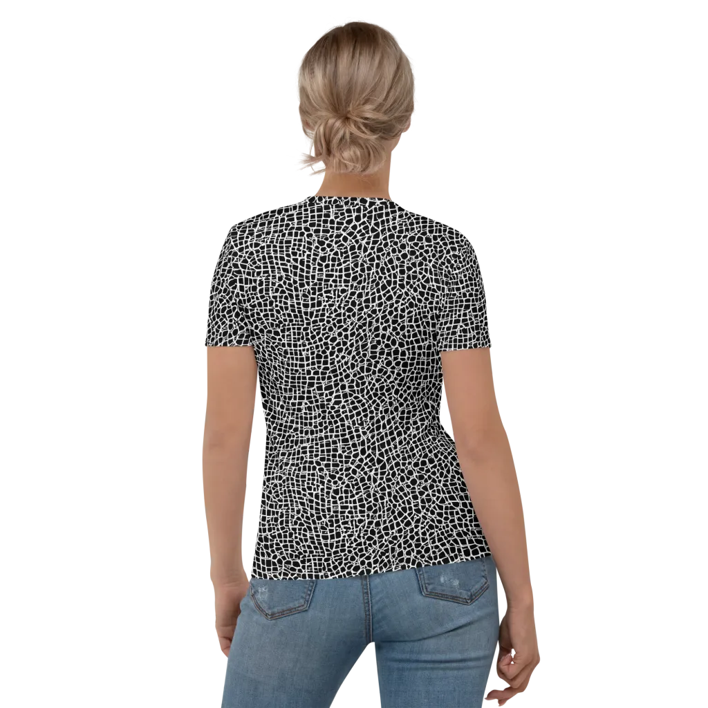 Lacquer Grid on Women's Crew Neck T-Shirt — Back