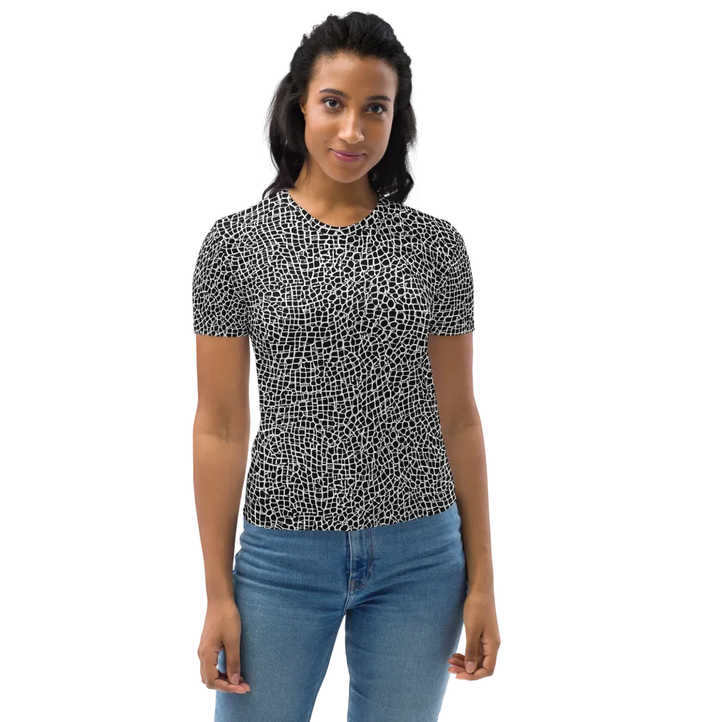Lacquer Grid on Women's Crew Neck T-Shirt — Front