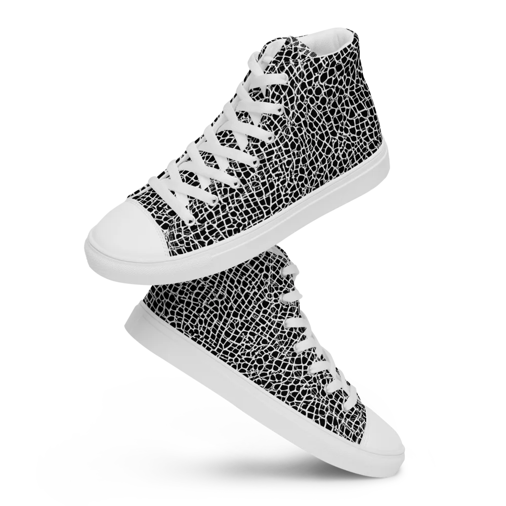 Lacquer Grid on Women's High Top Canvas Shoes — Front