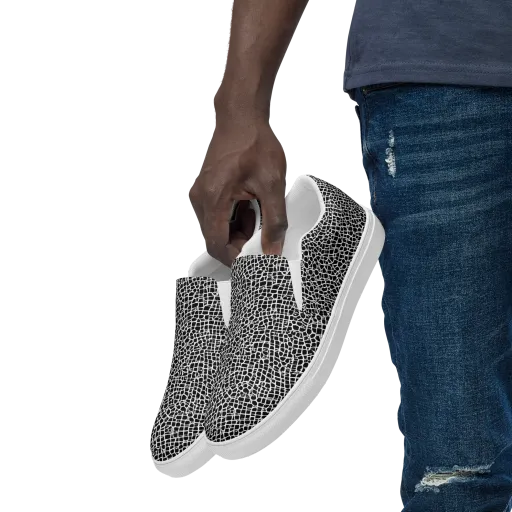 Lacquer Grid on a Men's Slip-On Canvas Shoes