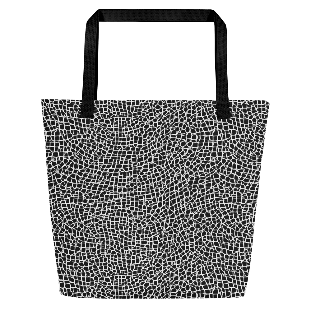 Lacquer Grid on Large Tote Bag W/ Pocket — Front