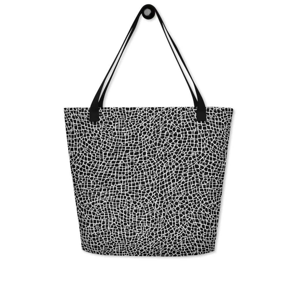 Lacquer Grid on Large Tote Bag W/ Pocket — Front