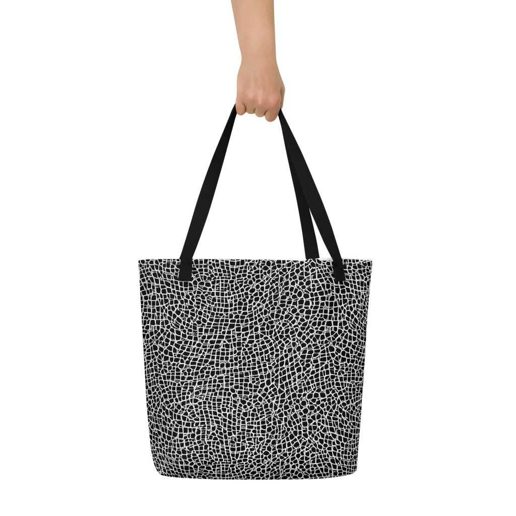 Lacquer Grid on Large Tote Bag W/ Pocket — Front
