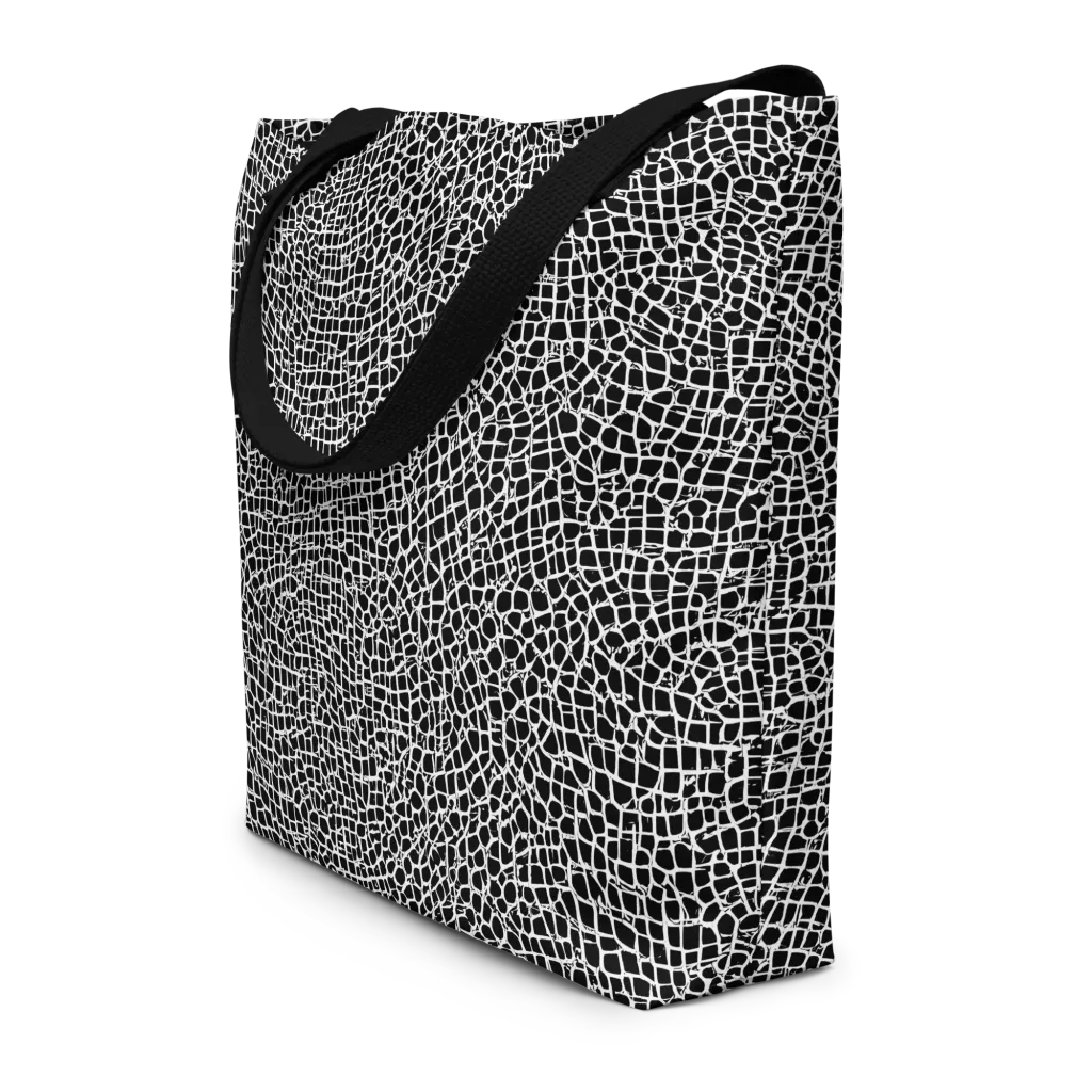 Lacquer Grid on Large Tote Bag W/ Pocket — Front