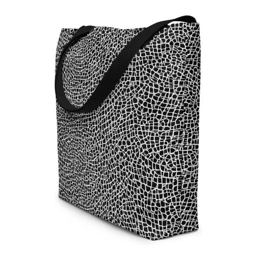 Lacquer Grid on a Large Tote Bag W/ Pocket