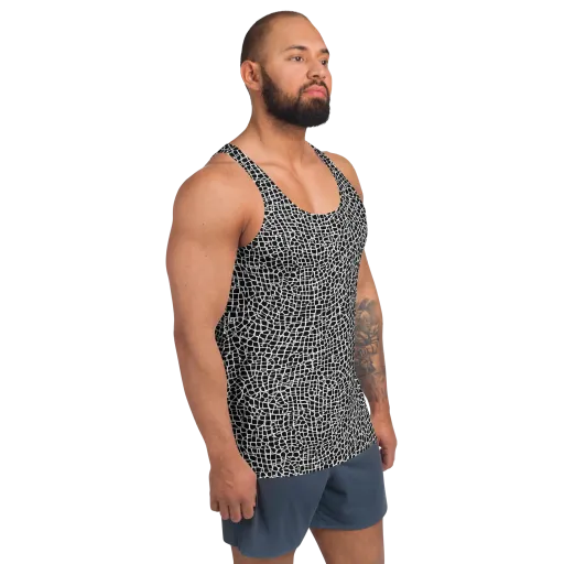 Lacquer Grid on a Men's Tank Top