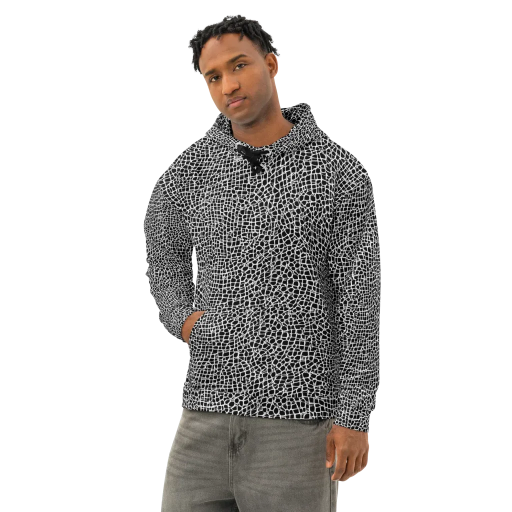 Lacquer Grid on Cotton Hoodie — Left Front