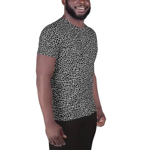 Lacquer Grid on a Men's Athletic T-Shirt