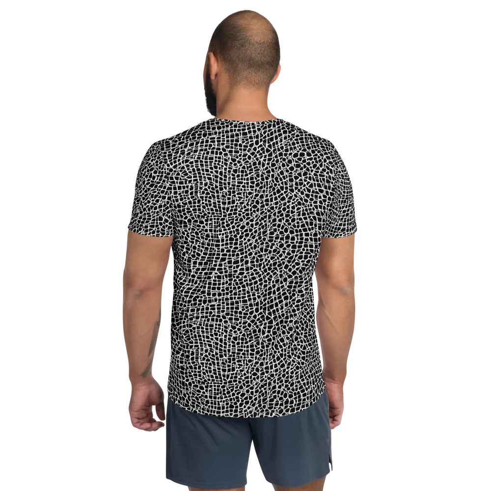 Lacquer Grid on Men's Athletic T-Shirt — Back