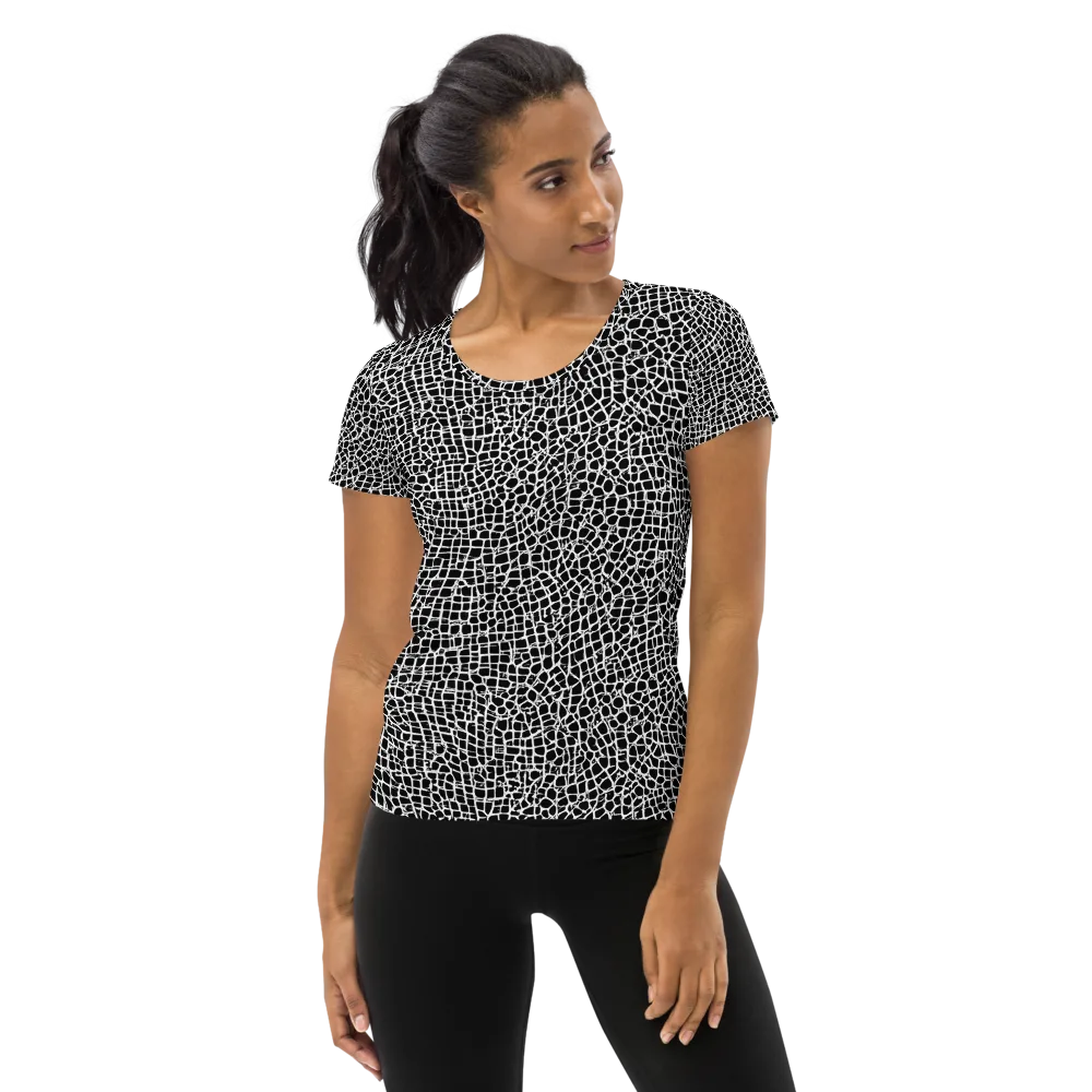Lacquer Grid on Women's Athletic T-Shirt — Front