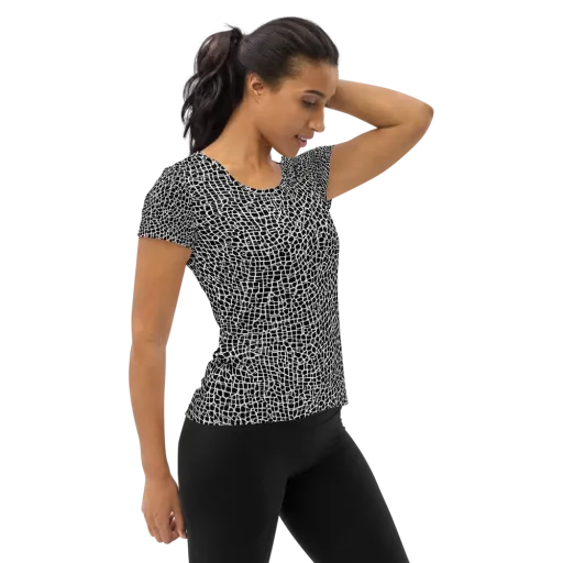 Lacquer Grid on a Women's Athletic T-Shirt