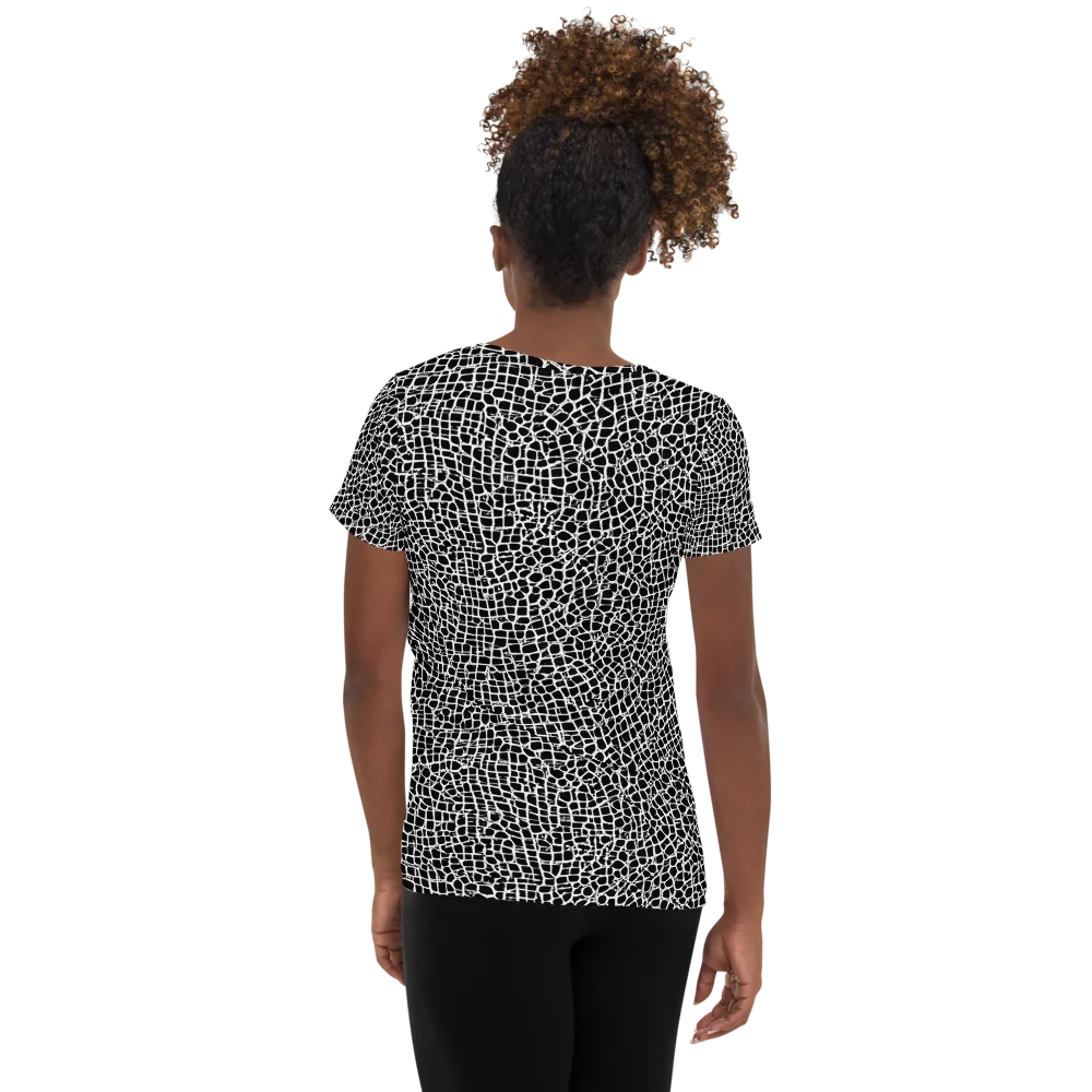 Lacquer Grid on Women's Athletic T-Shirt — Back