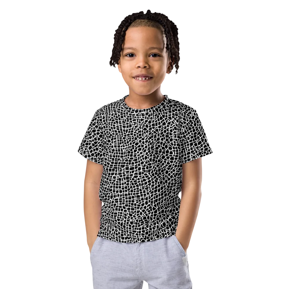Lacquer Grid on Kids Crew Neck T-Shirt — Front
