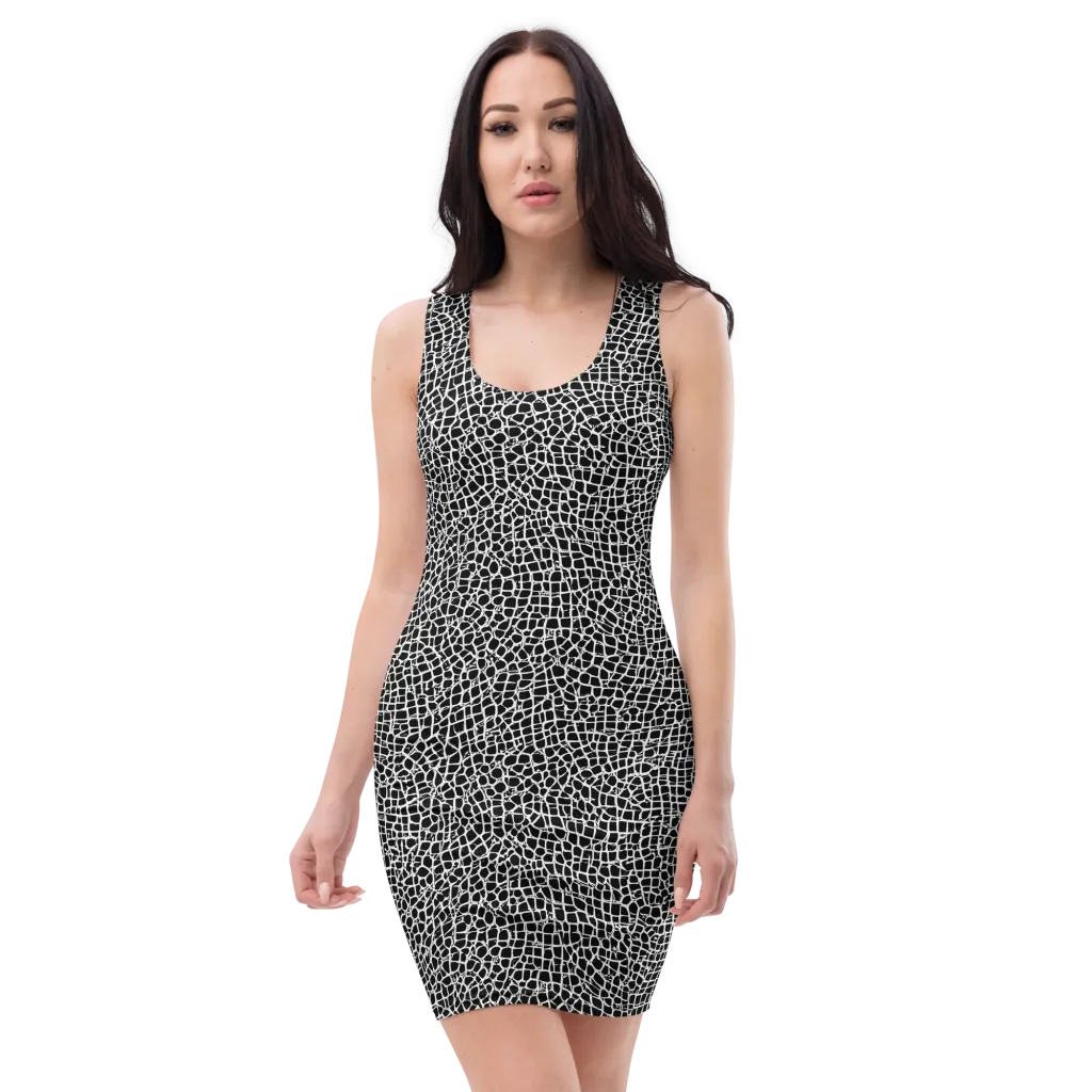Lacquer Grid on Bodycon Dress — Front