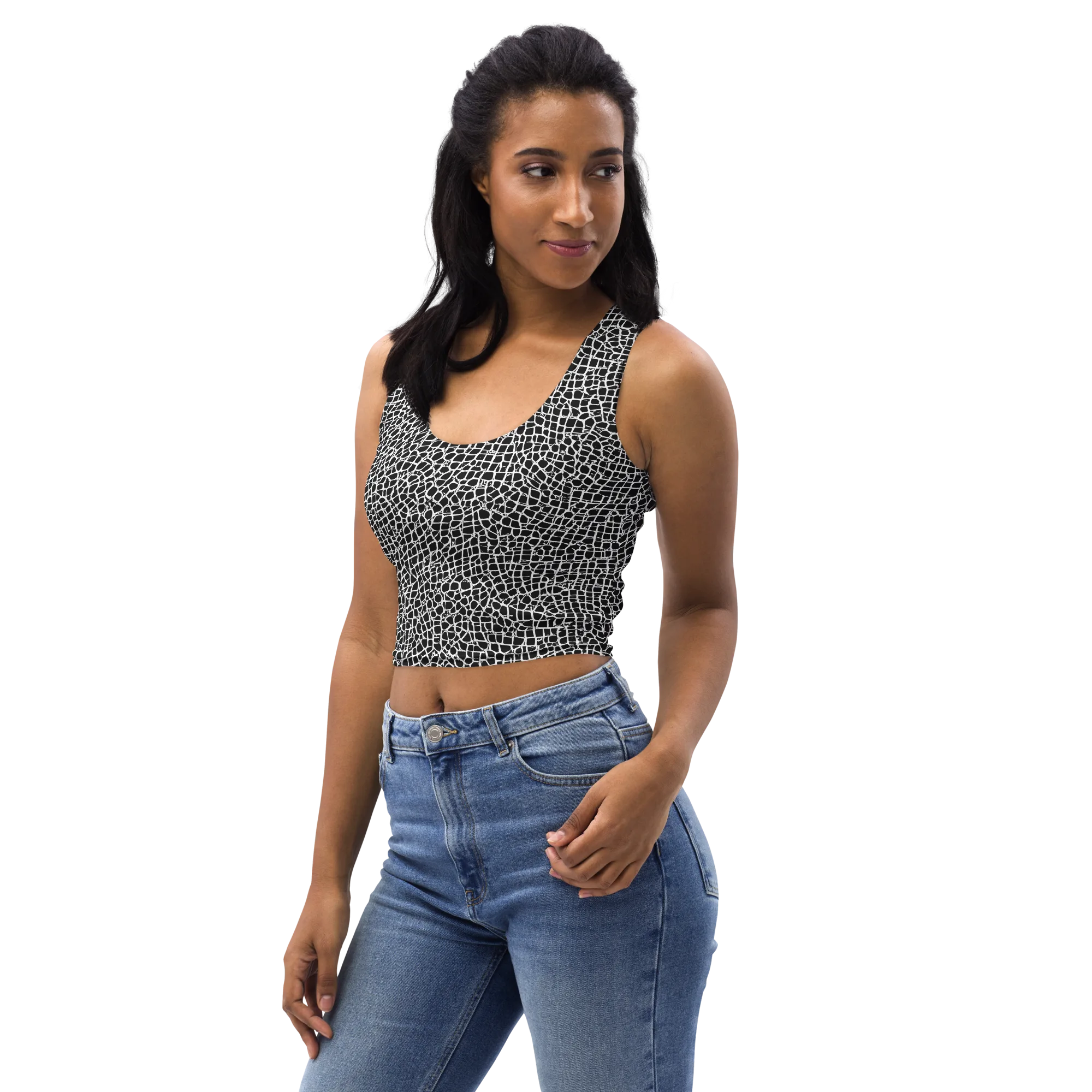 Lacquer Grid on Crop Top — Left Front
