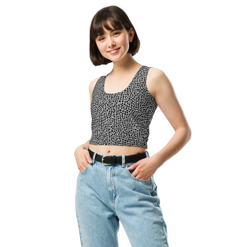 Lacquer Grid on Crop Top — Front