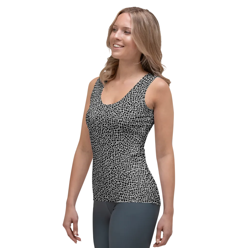 Lacquer Grid on Women's Tank Top — Left Front