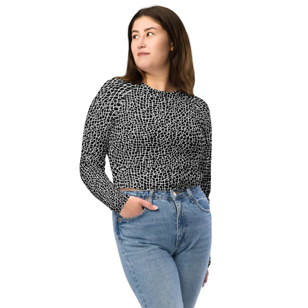 Lacquer Grid on Long Sleeve Crop Top — Front