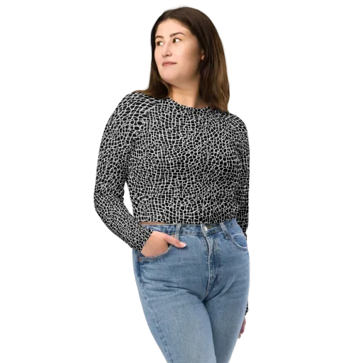 Lacquer Grid on a Long Sleeve Crop Top