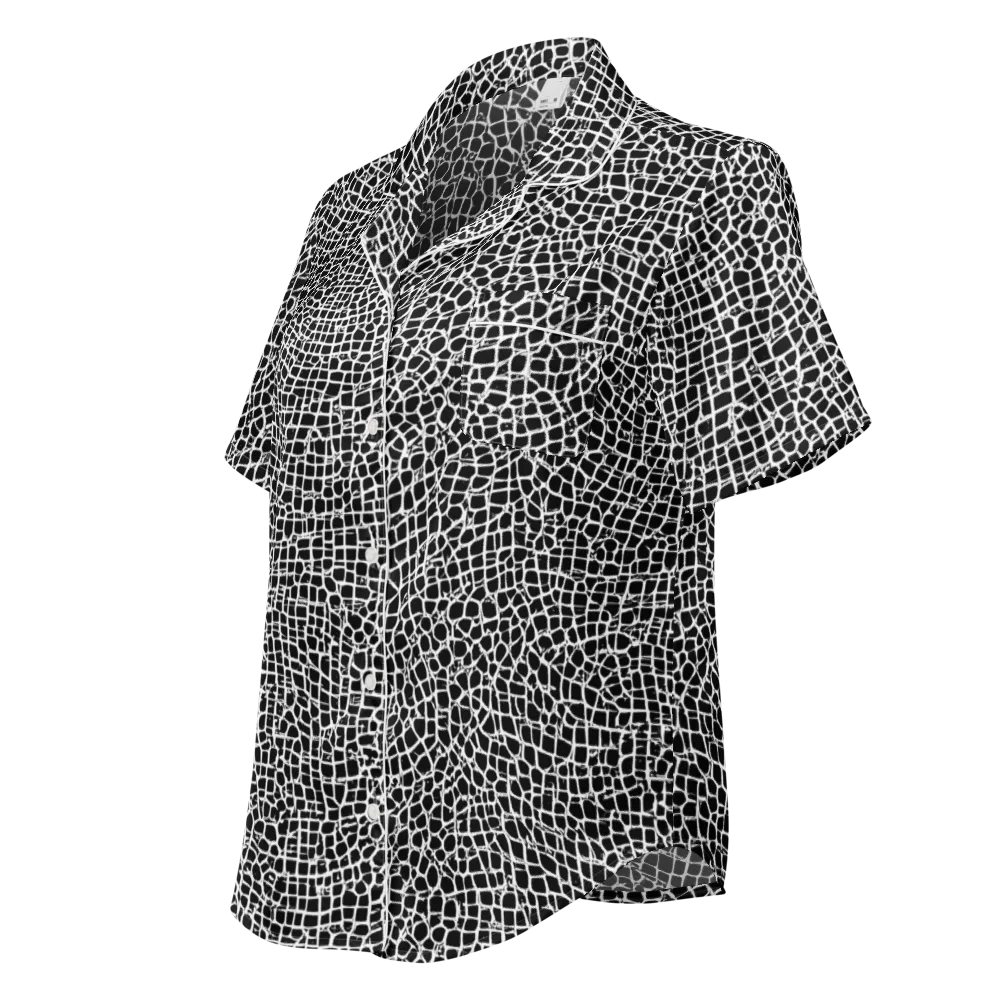 Lacquer Grid on Women's Short Sleeve Pajama Top — Left Front
