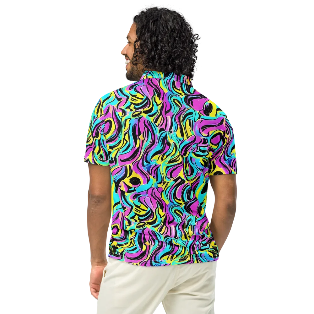 Plasma Twist on Men's Slim Fit Polo Shirt — Back