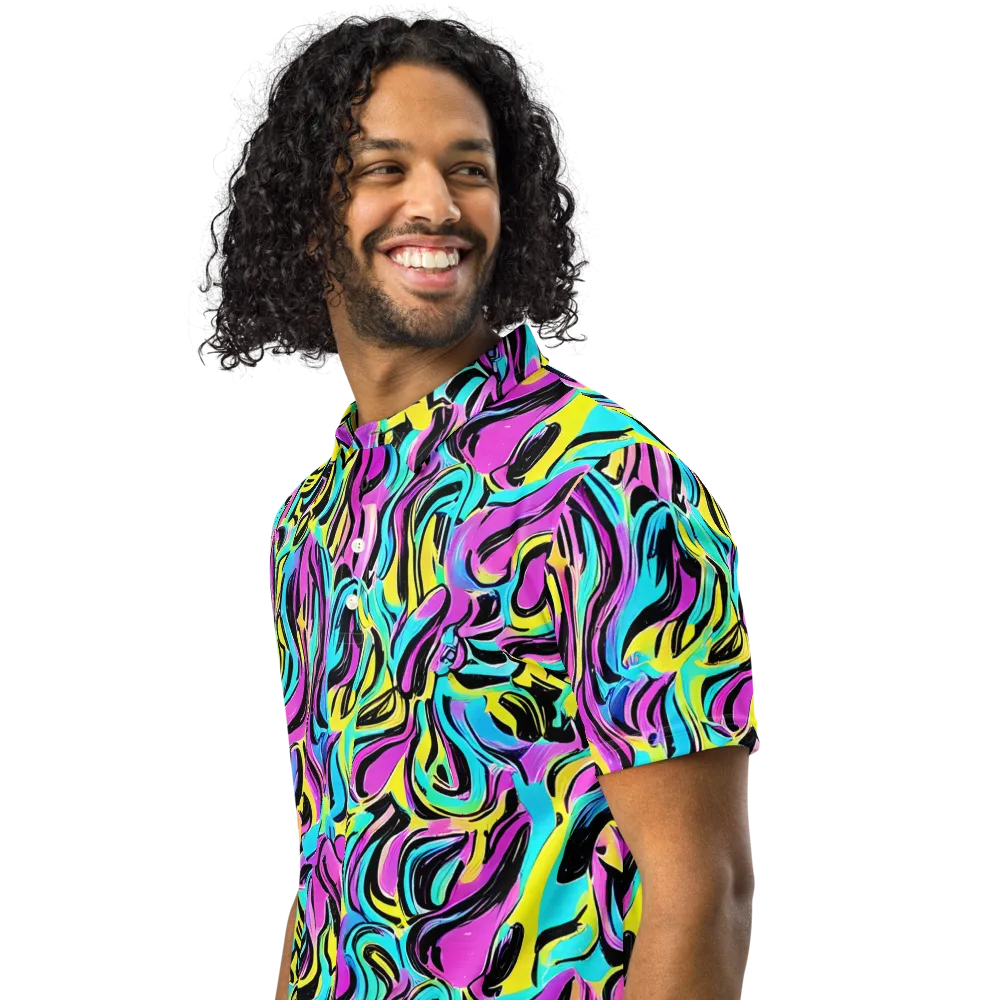 Plasma Twist on Men's Slim Fit Polo Shirt — Left Front
