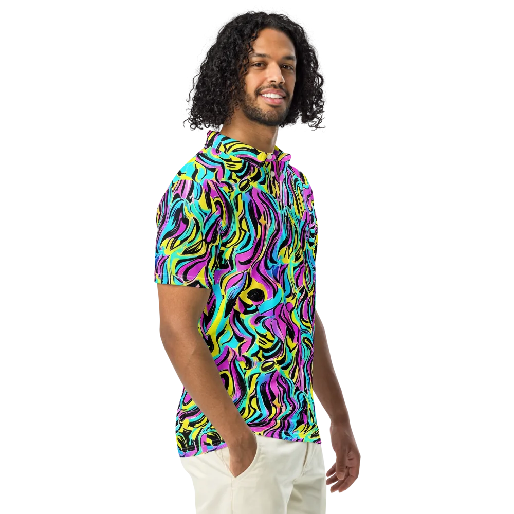 Plasma Twist on Men's Slim Fit Polo Shirt — Right Front