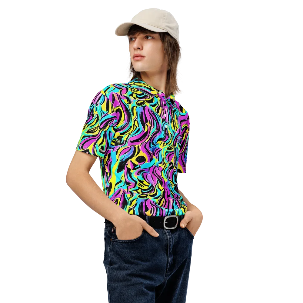 Plasma Twist on Men's Slim Fit Polo Shirt — Right Front