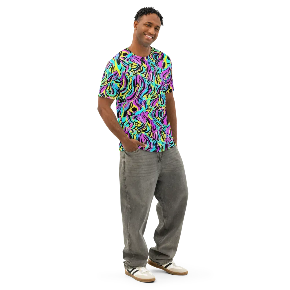 Plasma Twist on Men's Cotton Crew Neck T-Shirt — Right Front