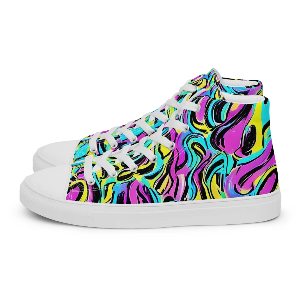 Plasma Twist on Men's High Top Canvas Shoes — Left