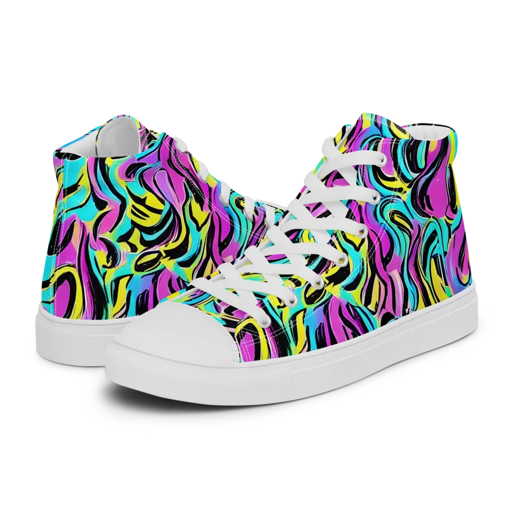 Plasma Twist on Men's High Top Canvas Shoes — Left