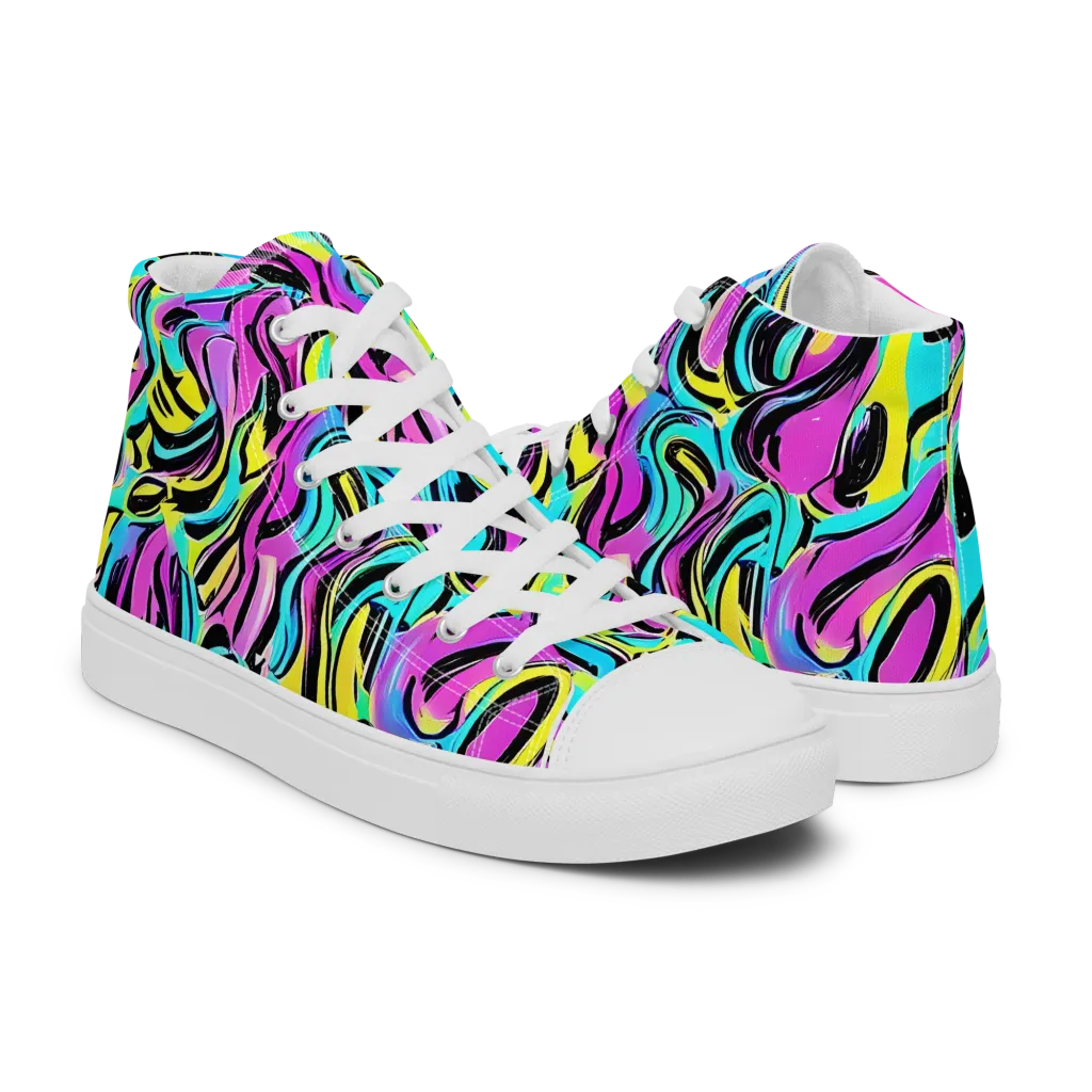Plasma Twist on Men's High Top Canvas Shoes — Right