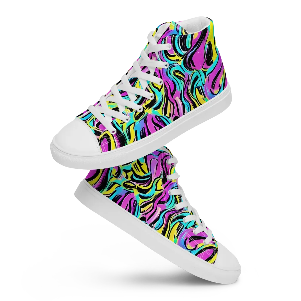 Plasma Twist on Men's High Top Canvas Shoes — Front