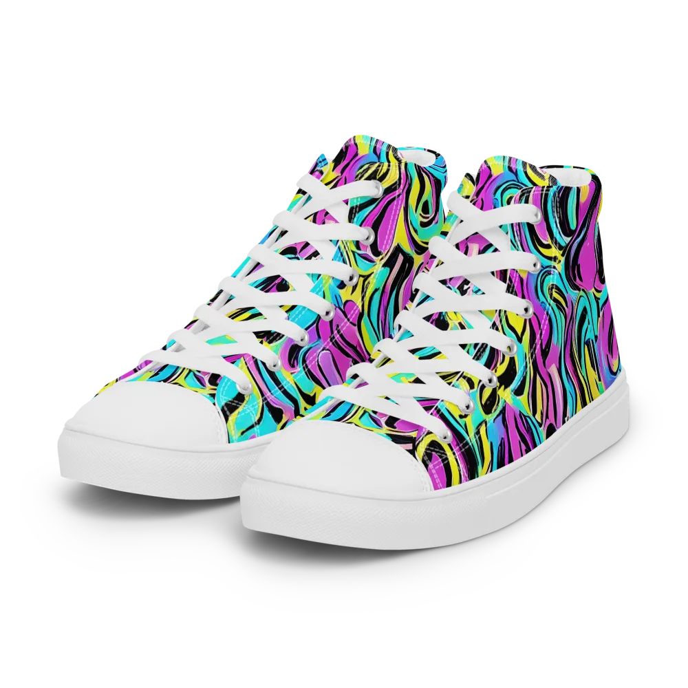 Plasma Twist on Women's High Top Canvas Shoes — Left Front