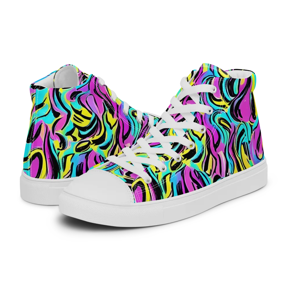 Plasma Twist on Women's High Top Canvas Shoes — Left