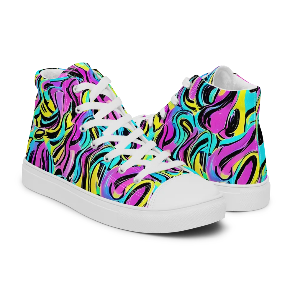 Plasma Twist on Women's High Top Canvas Shoes — Right