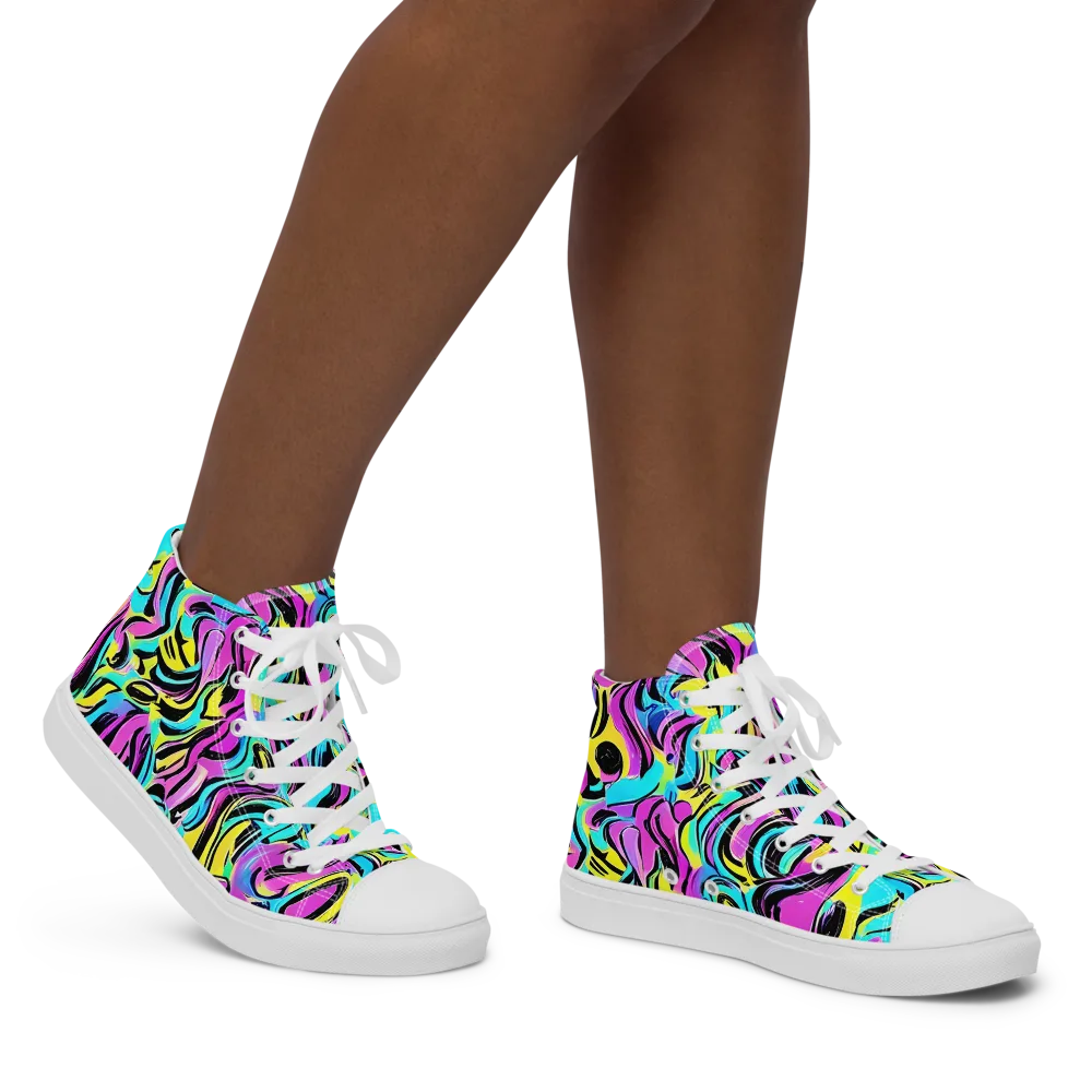 Plasma Twist on Women's High Top Canvas Shoes — Right