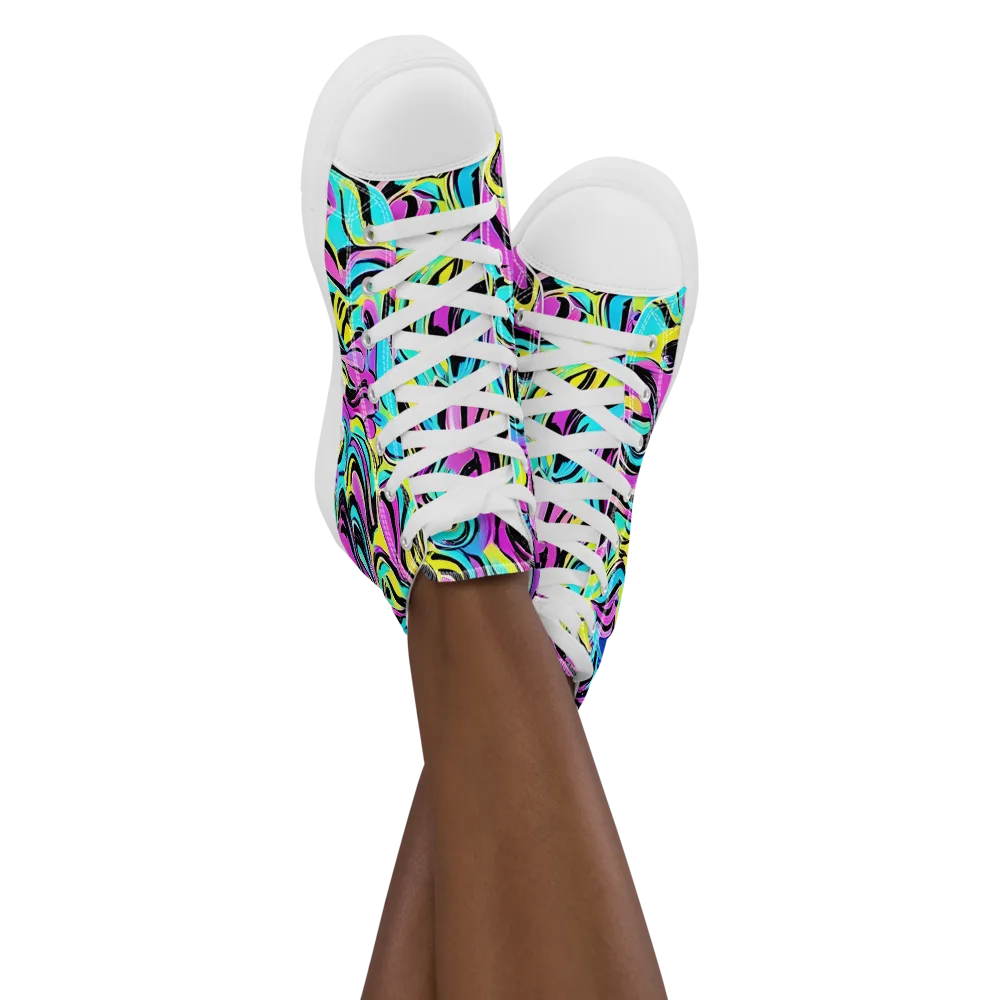 Plasma Twist on Women's High Top Canvas Shoes — Front