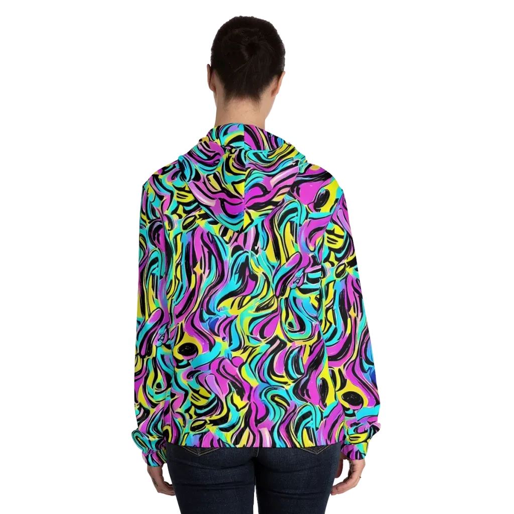 Plasma Twist on Women's Full-Zip Hoodie — Back On Person