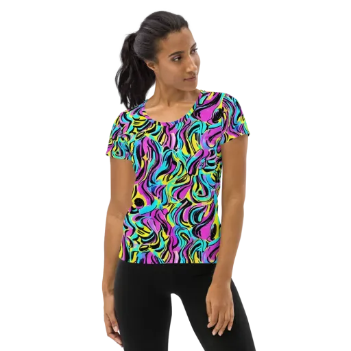 Plasma Twist on a Women's Athletic T-Shirt