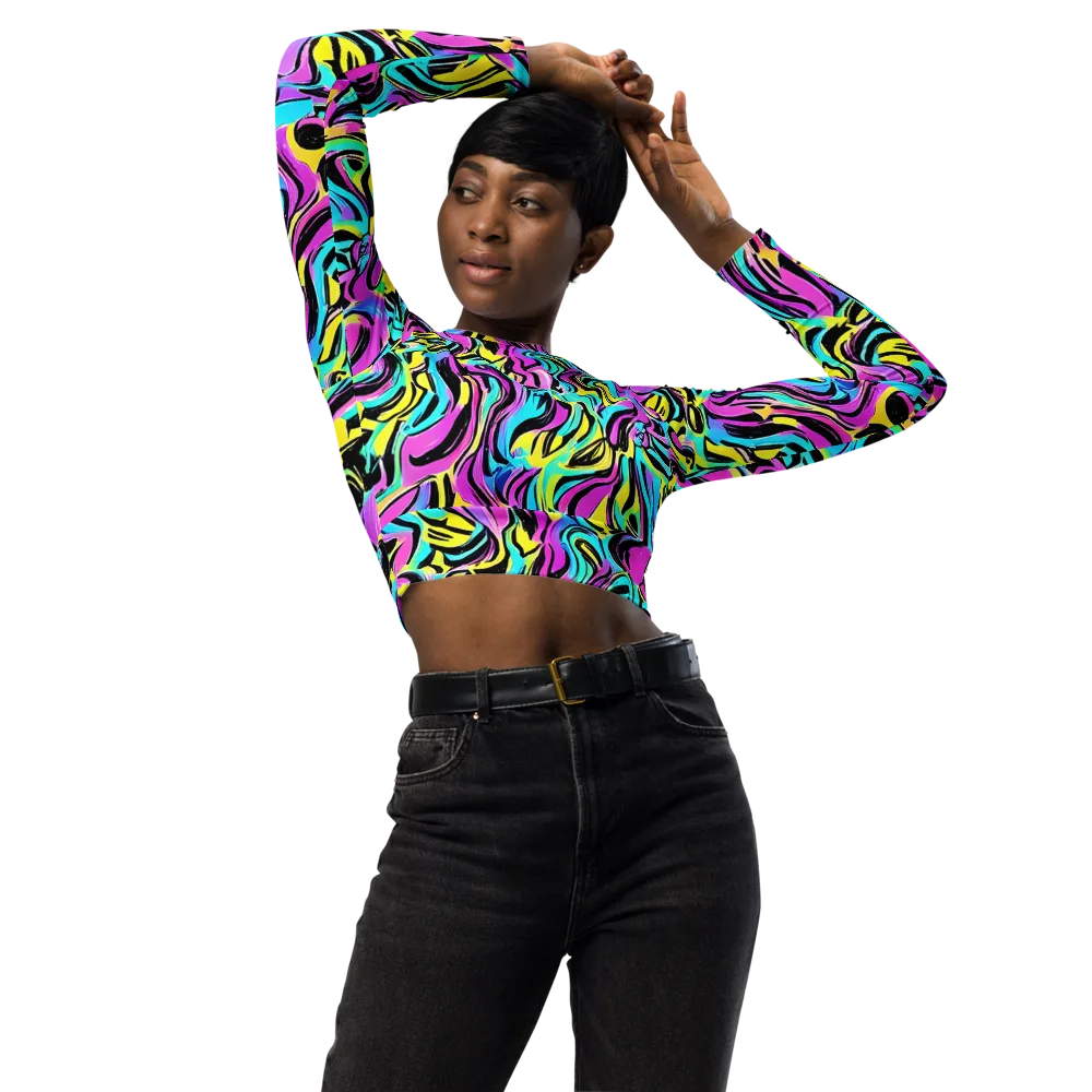 Plasma Twist on Long Sleeve Crop Top — Front
