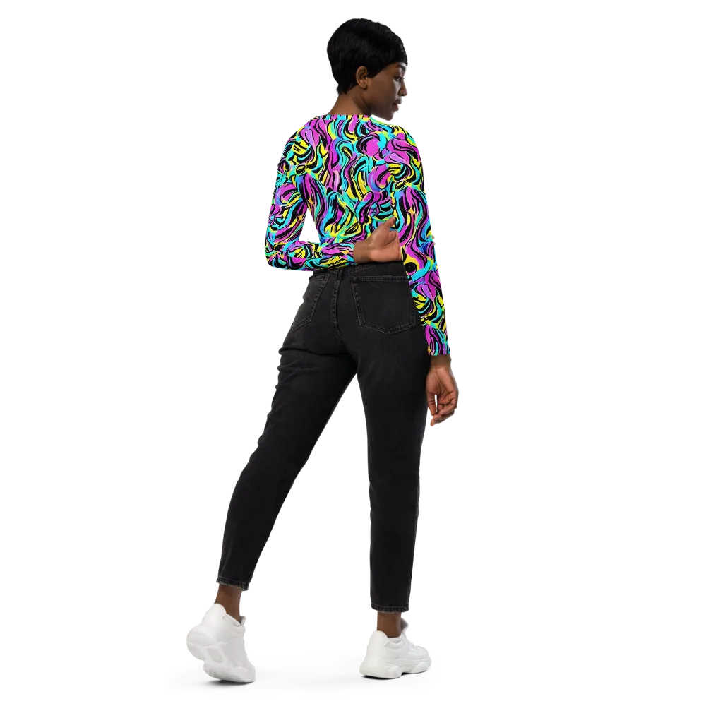 Plasma Twist on Long Sleeve Crop Top — Right Back