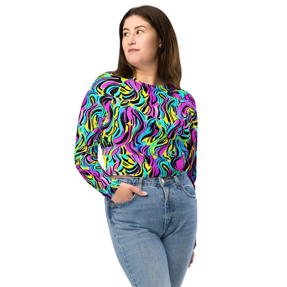 Plasma Twist on Long Sleeve Crop Top — Front